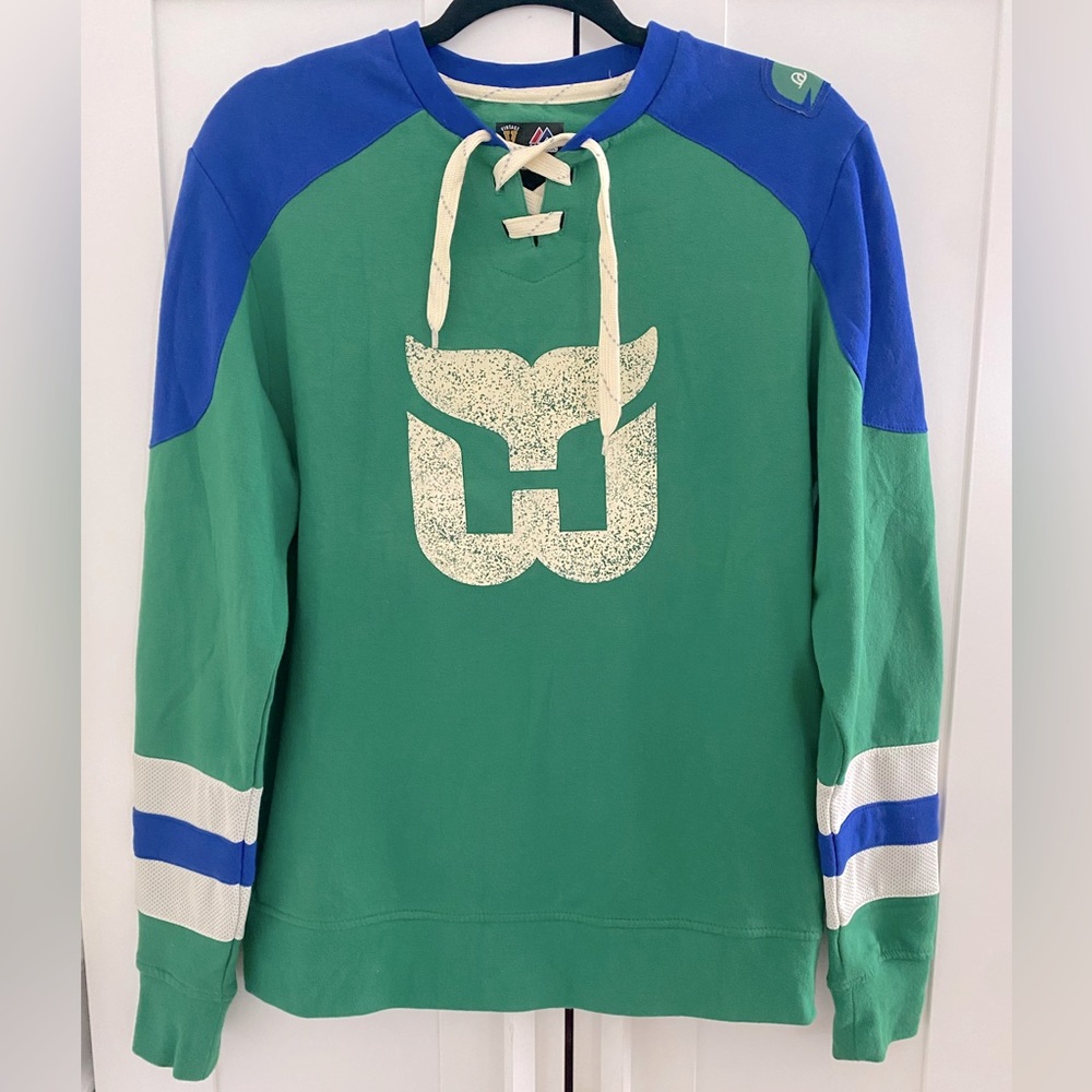 Majestic Size Small Whalers Hockey Sweatshirt with Vintage Inspired Logo